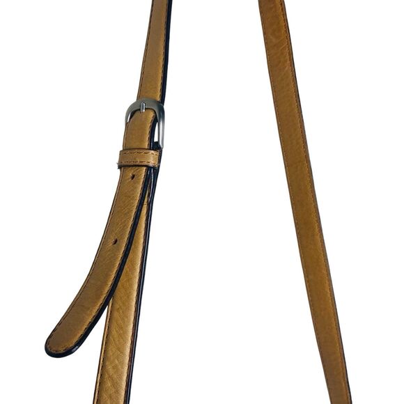 B. Makowsky Leather Crossbody Bag Brown Caramel 10x9” Zipper Closure 23" Strap - Picture 8 of 14